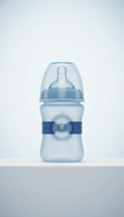 Hypoallergenic baby bottle with soft silicone nipple