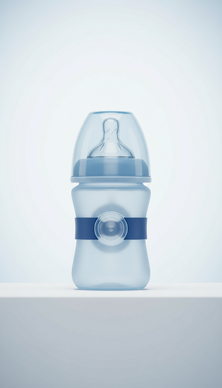 Hypoallergenic baby bottle with soft silicone nipple